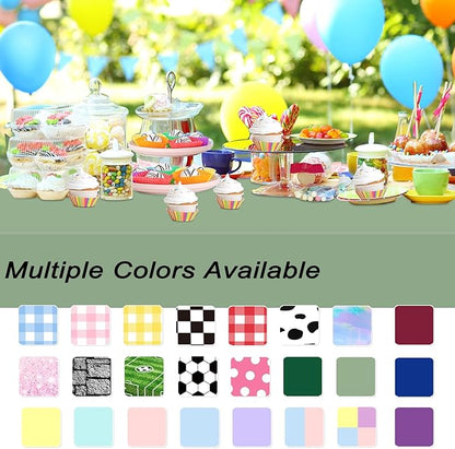 WNINK 2 Pcs Sage Green Plastic Tablecloth for Rectangle Tables Waterproof Green Disposable Table Cover Green Tablecloths for Birthday Wedding Bridal Shower Engagement Parties (54 x 108 Inch)