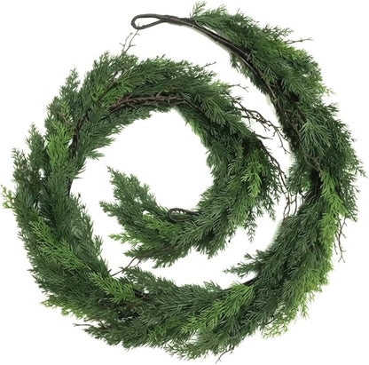 9ft Christmas Real Touch Garlands with Withered Branches,Suitable for Gifting,Artificial Cedar Pine Garland for Christmas Decorations Home Indoor Stairs Table Fireplace Outdoor Holiday