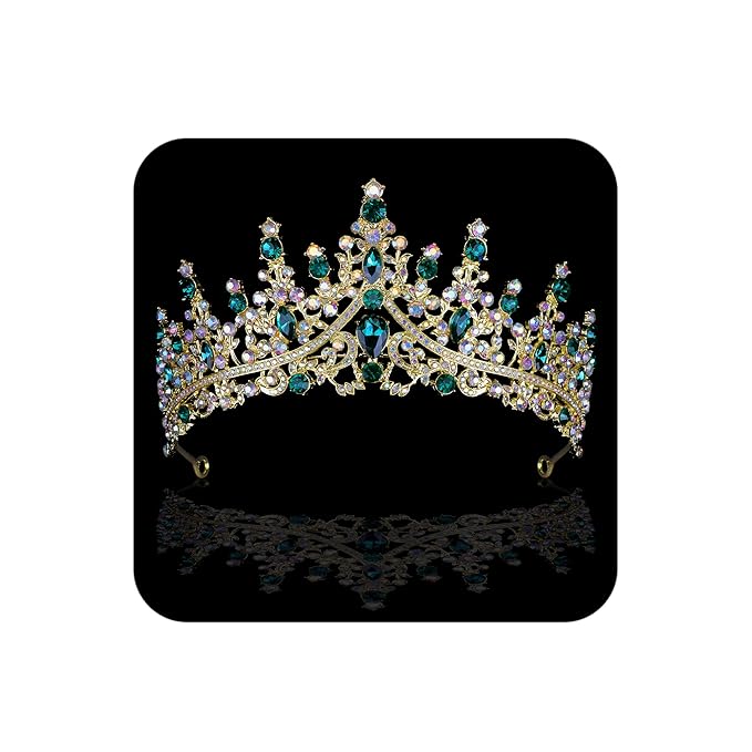 COCIDE Green Tiaras for Women Crown for Women Emerald Quinceanera Dress Headbands for Girls Princess Halloween Cosplay Birthday Pageant Bride Headpieces Hair Accessories