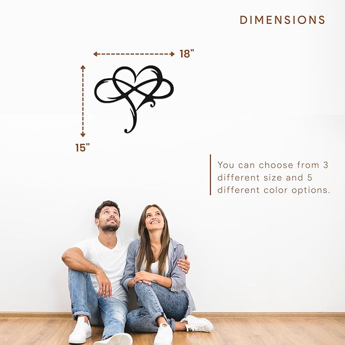 Infinity Heart Metal Wall Art for Home Decor, Eternal Love Sign Steel Wall Plaque, Home Wedding Decor, Eye-Catching Addition to Living Room, Above Bed Decor for Bedroom Ornaments