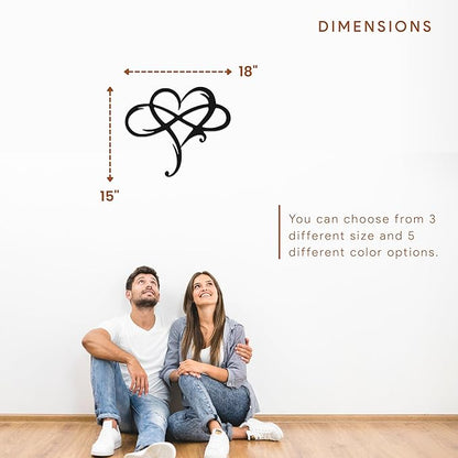 Infinity Heart Metal Wall Art for Home Decor, Eternal Love Sign Steel Wall Plaque, Home Wedding Decor, Eye-Catching Addition to Living Room, Above Bed Decor for Bedroom Ornaments