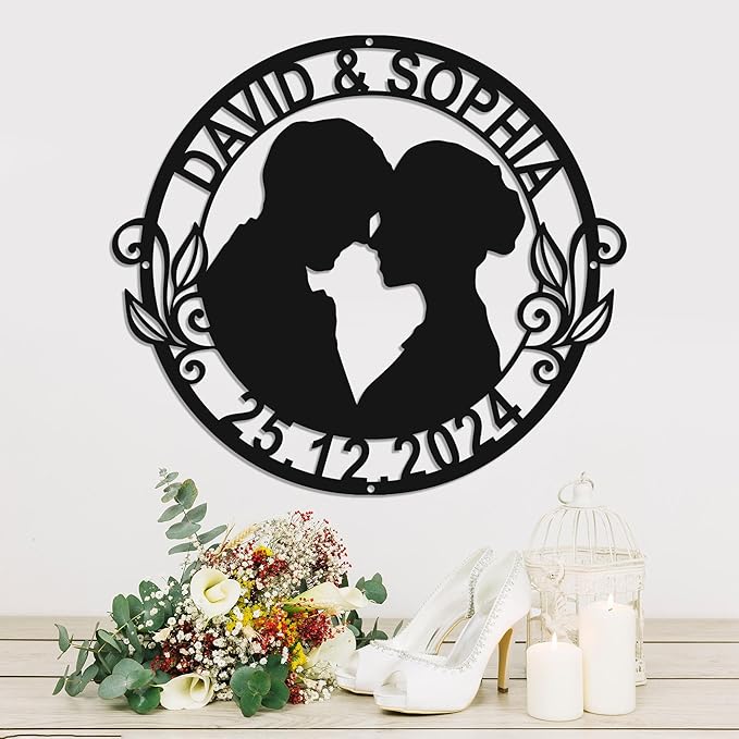 Personalized Home Decoration Metal Couples Name Sign,Valentine's Day Wedding gift bedroom decoration hangings Family Décor