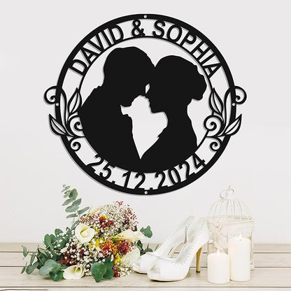 Personalized Home Decoration Metal Couples Name Sign,Valentine's Day Wedding gift bedroom decoration hangings Family Décor
