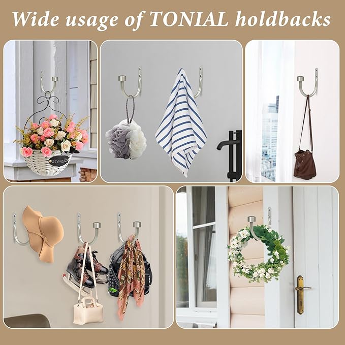 TONIAL Curtain Holdbacks, Decorative Curtain Tieback for Wall Antique Silver Window Drapery Hold Backs Small with Round Finials (1 Pair/2 Pack)