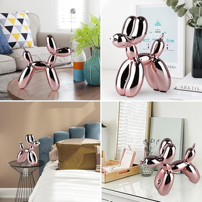 Pink Balloon Dog Decor - Animal, Shelf & Modern Desk Statue - Office Gold Decorations