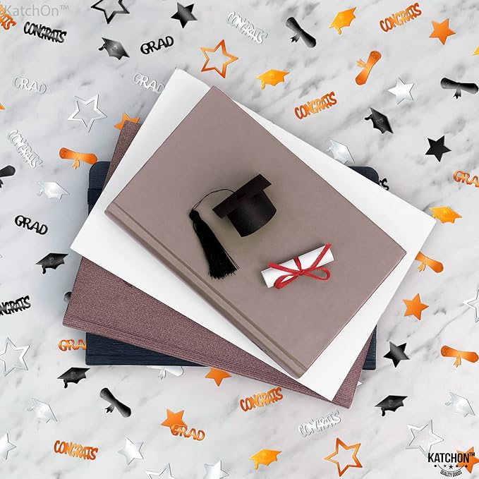 KatchOn, Congrats Grad Confetti 2025 - Pack of 1000 | Grad Decorations Class of 2025 | Graduation Confetti class of 2025 for Orange and Black, Graduation Decorations 2025