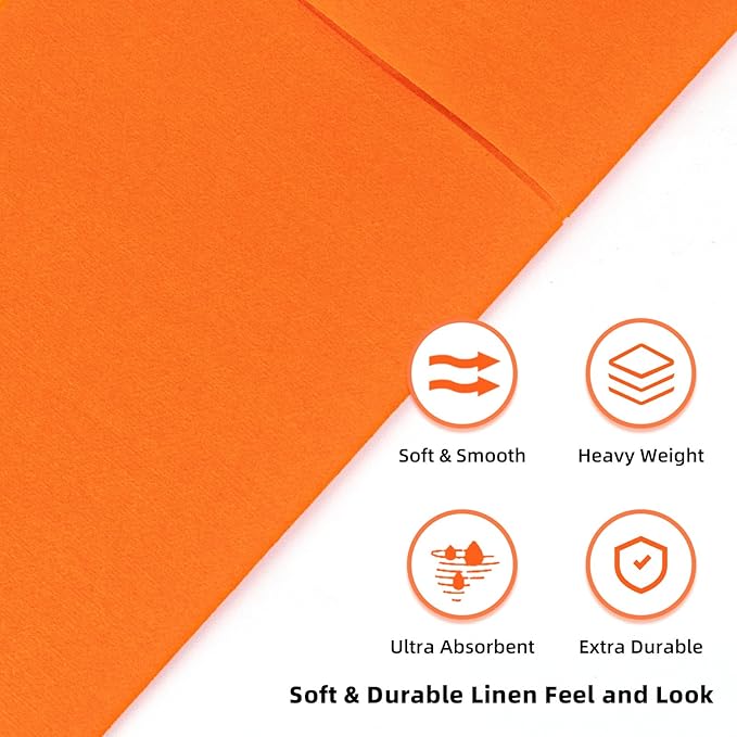KAMMAK Napkins Disposbale 100 Pack Orange Cloth like Paper Dinner Napkins with Pocket Folded Wedding Napkin Guest Hand Towels for Party Reception, Bathroom, Kitchen, Restaurants (16.5 x 16.5 inch)