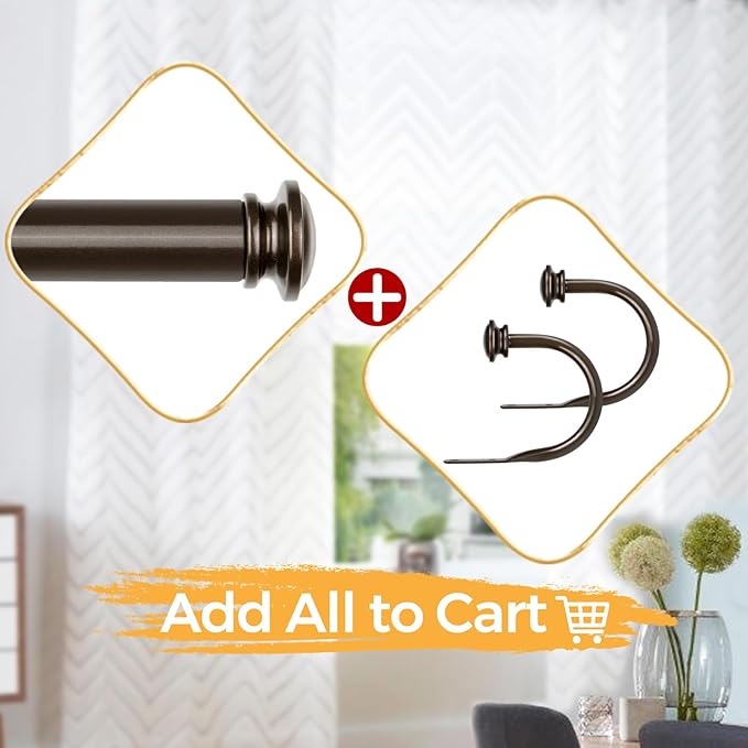 TONIAL Curtain Holdbacks 2 Pack, Decorative Window Drapery Tiebacks for Wall with Small Finials (1 Pair/2 Pack), Bronze