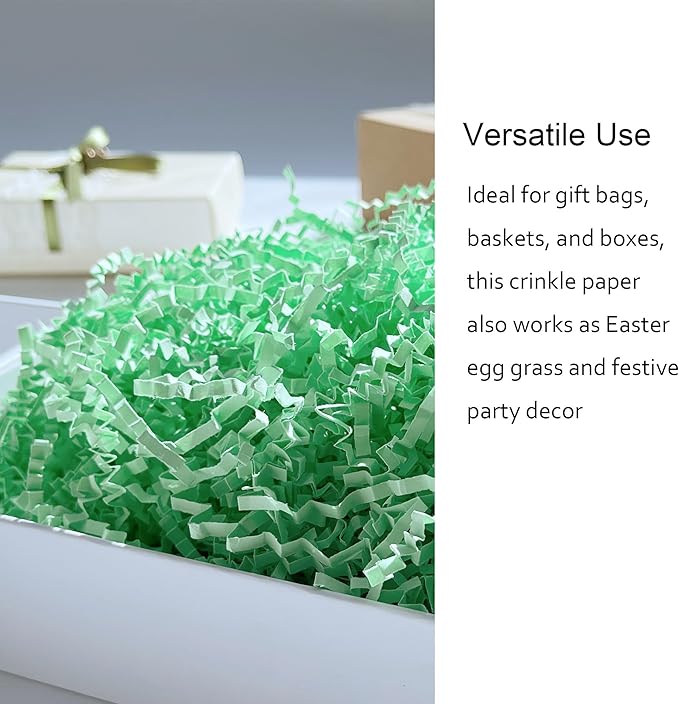 2 LB Light Green Crinkle Paper Filler Shredded Confetti Grass for Easter Baskets