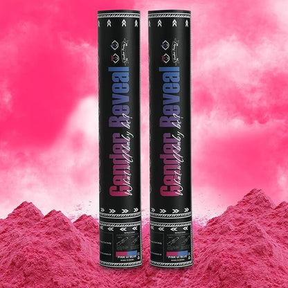Girl Gender Reval Powder Cannon Pink, DOUKEE Pink Powder Only Smoke Cannon Smoke Popper for Gender Reveal, Baby Shower Party, 2PK