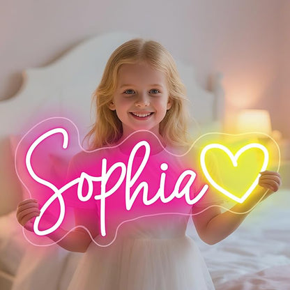 Custom Neon Name Sign for Wall - Personalized Led Letters Bar Wedding Lights Signs for Girls Bedroom Wall Decor - Battery Customized Light Up Letter Business Logo Mirror Sign Kids Room Halloween Gifts