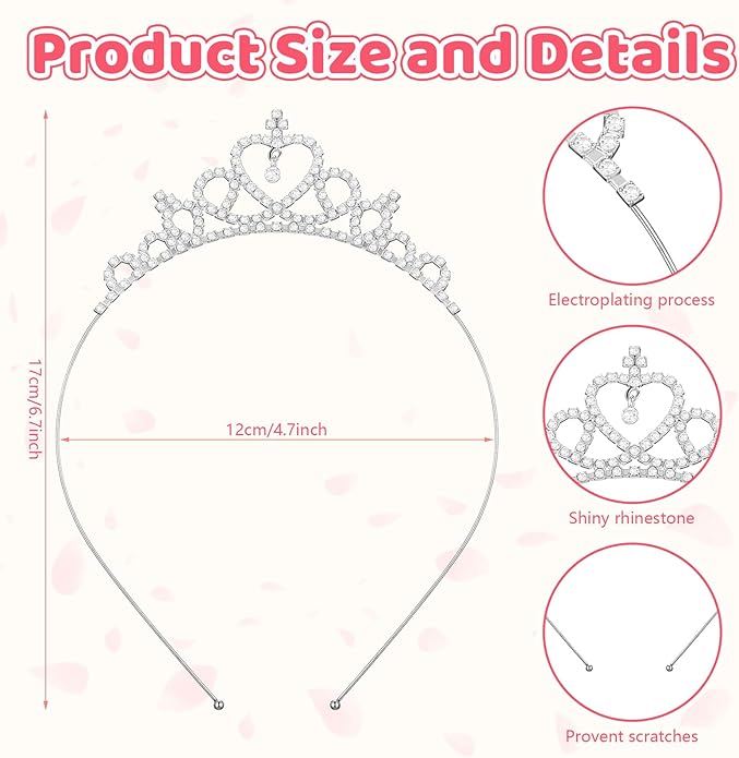 Tondiamo 30 Pcs Tiaras Bulk for Girls Princess Crown Rhinestone Tiaras Bendable Adjustable Headband for Kid Hair Accessory