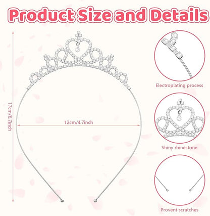 Tondiamo 30 Pcs Tiaras Bulk for Girls Princess Crown Rhinestone Tiaras Bendable Adjustable Headband for Kid Hair Accessory