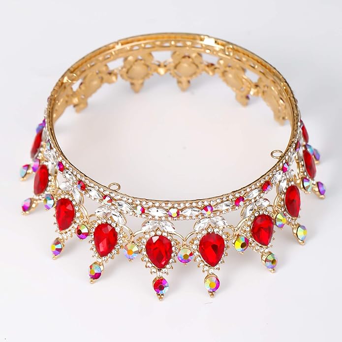 FORSEVEN Queen Crown Rhinestone Wedding Crowns and Tiaras for Women Costume Party Hair Accessories Princess Birthday Crown Crystal Bridal Crown Christmas Decorations Headband