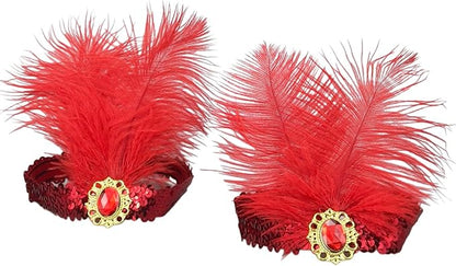 Feather Headpiece Sequins Headbands 1920s Flapper Showgirl Headpieces for Women Girls Carnival Party Accessories