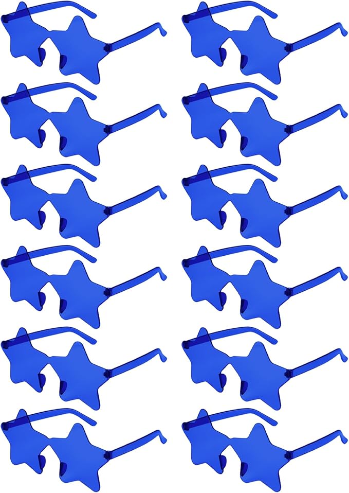 NACHLYNN 12 Pcs Rimless Star Shaped Sunglasses Dark Blue Transparent Sunglasses Pentagram Glasses for Party Favor Cosplay