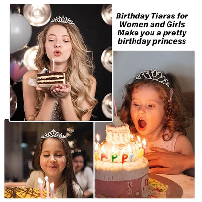 Tiaras Crowns Headbands for Girls Women 10 Pcs Small Silver Princess Tiara Bulk Crown Tiaras Rapunzel Crowns for Wedding Birthday Crystal Tiara for Prom, Bride, Pageant, Halloween