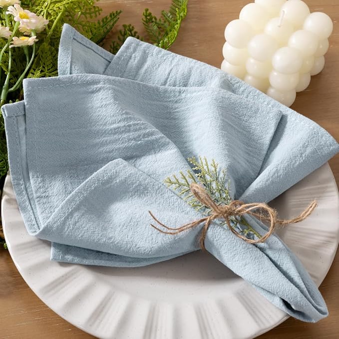 Socomi Cloth Napkins Grey Blue Fall Thanksgiving Washable Reusable Bulk Linen Cotton Napkins Set of 20 17"x17" for Wedding Party Bridal Baby Shower Birthday Kitech Dining Table Decorations