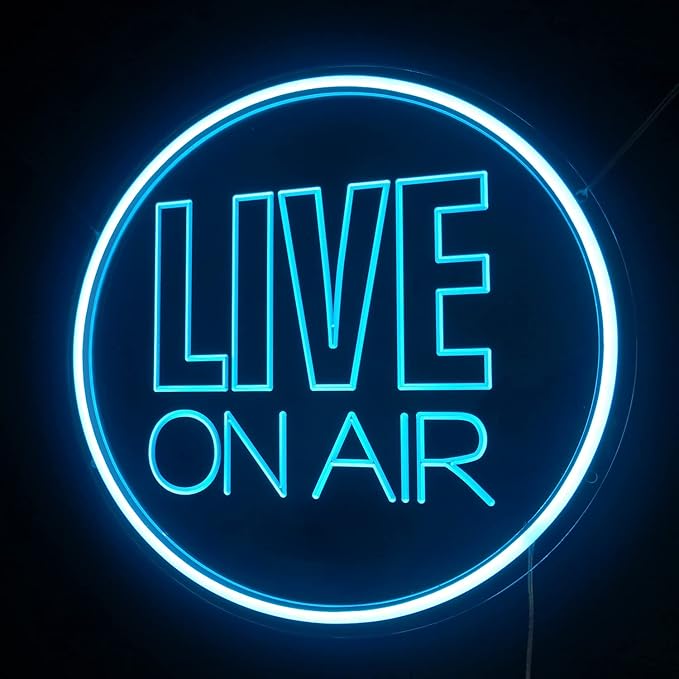 Personalized Live On Air Neon Sign, Custom Color Neon Live On Air 3D Art Led Sign, Dimmable Wall Décor Round Live On Air Streaming LED Night Light for Streamer, Game Room, Studio Decoration(Custom)