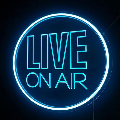Personalized Live On Air Neon Sign, Custom Color Neon Live On Air 3D Art Led Sign, Dimmable Wall Décor Round Live On Air Streaming LED Night Light for Streamer, Game Room, Studio Decoration(Custom)