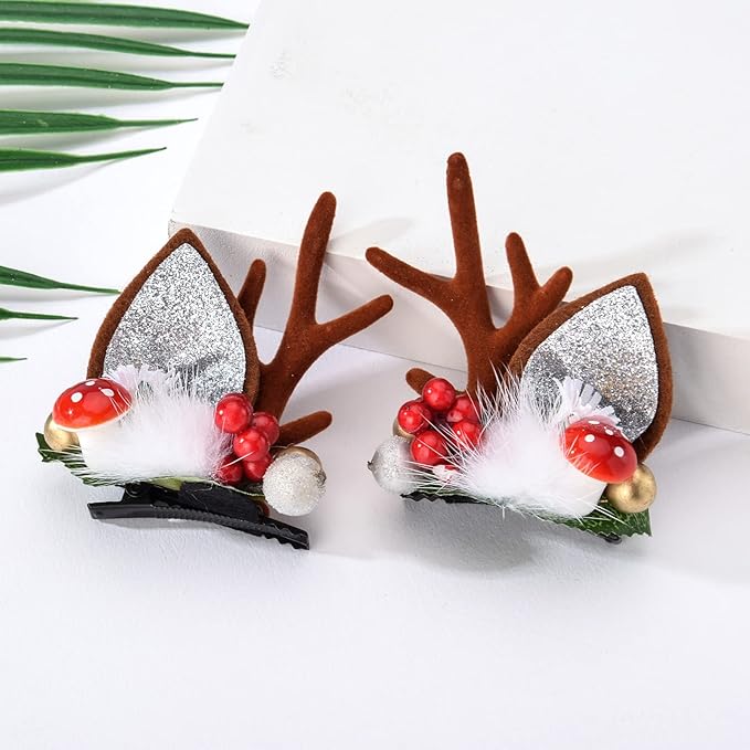 TOECWEGR Christmas Reindeer Antlers Headband Hair Clips Hair Hoop Girl Holiday Beauty Headdress