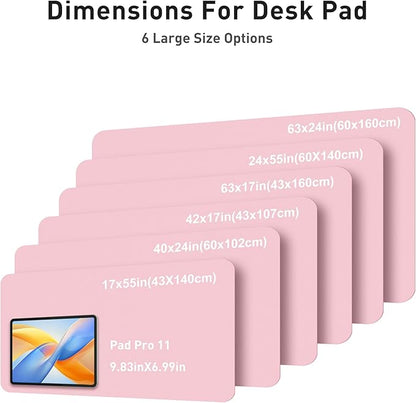 Aothia Faux Leather Desk Mat - Large Mouse Pad, Non-Slip PU Leather Blotter, Waterproof Writing Surface for Office and Home (Fairy Pink, 63" x 24")