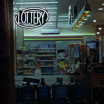 LOTTERY LED Neon Sign for Business,16x9 inch LOTTO Smoke Shop Sign RGB Bright Led for Window Wall Door Convenience Grocery Store Gas Stations