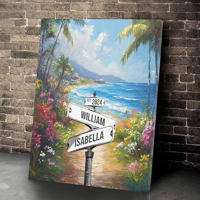 GABITA Personalized Crossroads Street Sign Wall Art for Couples, Anniversary Canvas for Couple, Gift for Valentines Day, Girlfriend Boyfriends Gifts, Custom Poster for Wife and Husband 4