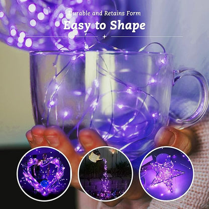 12 Pack Fairy Lights Battery Operated String Lights，7FT 20LED Waterproof Silver Wire Christmas Lights Outdoor,Firefly Mini Lights for Bedroom Party Birthday Wedding Indoor Decorations.