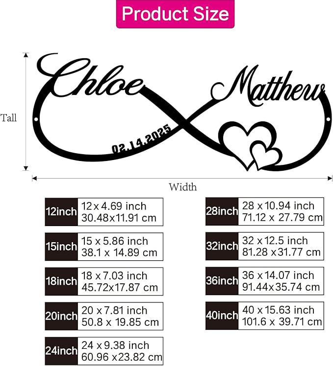 Personalized Couples Name Metal Sign,Custom Couples Name and Date Wall Decor,Passionate Heart Wall Art Sign for her him,Home,Wedding,Anniversary,Valentines Day Gift