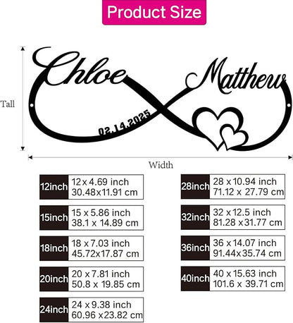Personalized Couples Name Metal Sign,Custom Couples Name and Date Wall Decor,Passionate Heart Wall Art Sign for her him,Home,Wedding,Anniversary,Valentines Day Gift