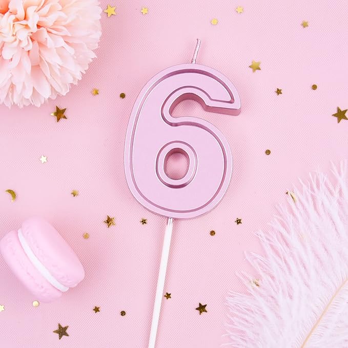 PHD CAKE 2.76 Inch Luxe Rose Gold 6 Number Birthday Candles, Rose Gold Number Candles, Cake Number Candles, Party Celebration