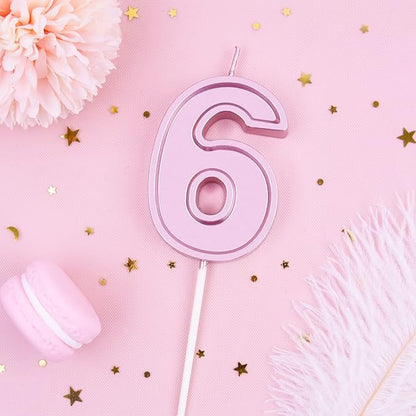 PHD CAKE 2.76 Inch Luxe Rose Gold 6 Number Birthday Candles, Rose Gold Number Candles, Cake Number Candles, Party Celebration