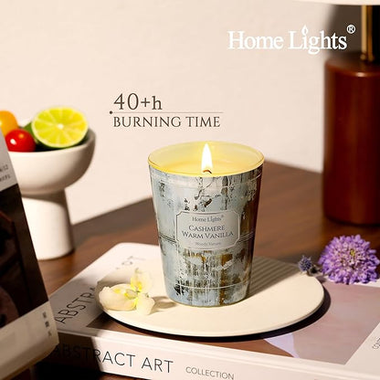HomeLights Scented Candles for Women & Men, 6.7oz Candle Jars Aromatherapy Single Wick Candle, Ideal for Industrial Chic Home Decor and Gifts, Cashmere Warm Vanilla