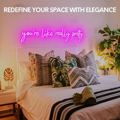 32x7 Inch Large You're Like Really Pretty Neon Signs for Wall Decor, LED Your Like Really Pretty Light Up Sign Wall Art for Salon, Studio