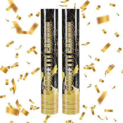 Graduation Confetti Poppers Gold, DOUKEE 2Pack Shiny Gold Mylar Confetti Poppers Cannon Party Shooter for Graduation, New Years Eve, Birthday Party Supplies -12 Inch