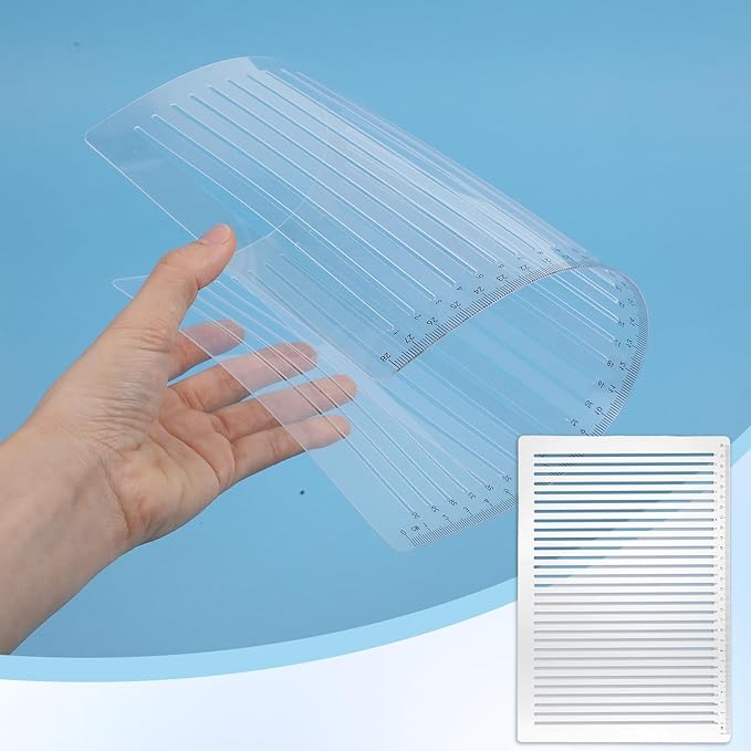 Straight Line Stencil with Wooden Scratching Pen, 0.35inch Spacing, Plastic Writing Guide Template Line Drawing Stencil Template for Journaling, Calligraphy Stencils Line Stencils for Drawing