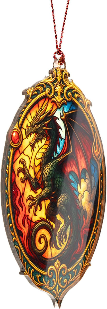 Dragon Ornaments. Dragon Ornaments for Christmas Tree - Book Lover - Christmas Ornament 2025 - Suncatcher Effect Window Hanging.car Hanging Accessories