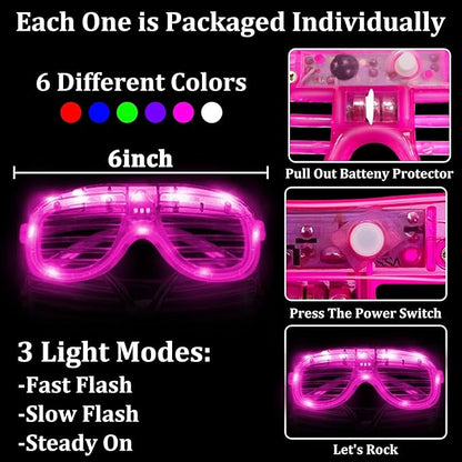 Camlinbo 148 PCS Glow in the Dark Party Supplies- 24 Pcs 16" Foam Glow Sticks, 24 Pcs LED Glasses, 100Pcs Glow Sticks Necklaces Bracelets Light Up Party Favors Pool Party Wedding Concert Halloween