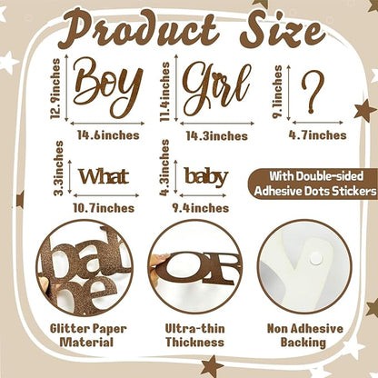 Large Glitter Paper Gender Reveal Decorations Decals for Balloon Arch Boy or Girl What Will Baby Be Signs for Backdrop Baby Shower Party Supplies He or She Letters Stickers for Pregnancy Banner