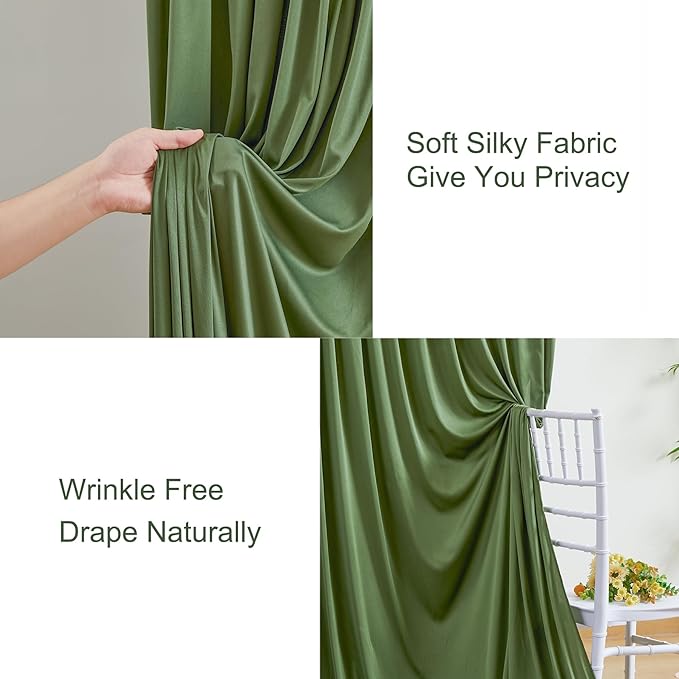 10x10 Valley Green Backdrop Curtain for Parties Wrinkle Free Dark Green Photo Curtains Backdrop Drapes Fabric Decoration for Baby Shower Birthday Party Photography 5ft x 10ft,2 Panels
