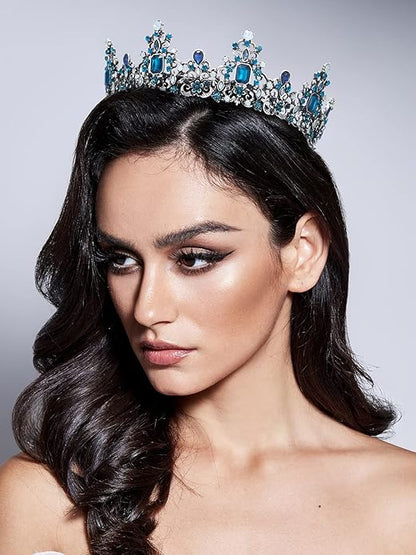 SWEETV Queen Crown for Women - Baroque Wedding Tiaras and Crowns,Jeweled Tiara Crown,Prom Birthday Halloween Hair Accessories