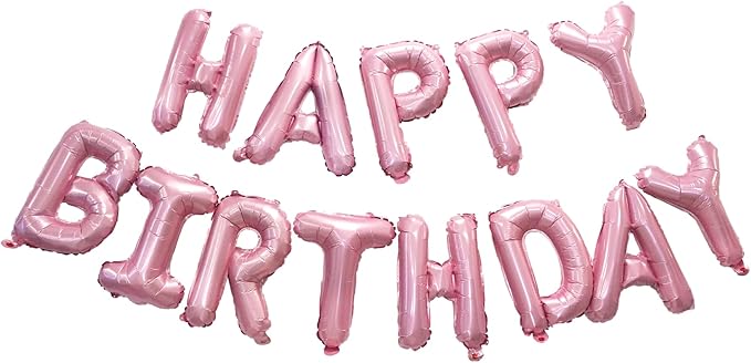 Metallic Pink Happy Birthdays Banner - GREATRIL Party Decorations for Birthdays/Unicorn/Princess/Butterfly Happy Birthdays Letters (Pink)