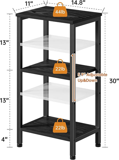 Small Black Side Table, Tall End Table with Adjustable Shelf, Accent Table Stand for Home Decor, Small Entryway Table, Bedroom Nightstand, Living Room, Office, Black