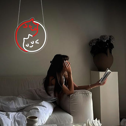 Cat Neon Sign, Neon Signs for Wall Decor Red White LED Light Up Signs Rome Decor for Bedroom Club Party Bar Shop USB Operated