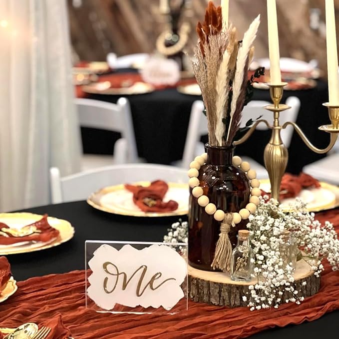 12 Pack Christmas Table Runner Terracotta Cheesecloth Table Runner 35x120 Inch Rust Gauze Burnt Orange Cheese Cloth for Wedding Baby Bridal Shower Party Centerpiece Sheer Home Decorations