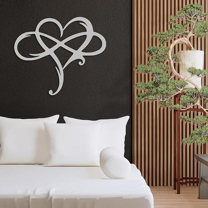 Infinity Heart Metal Wall Art for Home Decor, Eternal Love Sign Steel Wall Plaque, Home Wedding Decor, Eye-Catching Addition to Living Room, Above Bed Decor for Bedroom Ornaments