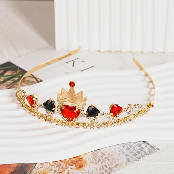 Descendant Red Crown with Black Hearts Jewelry Set Descendant 4 Rise of Red Cosplay Headband for Women Decoration