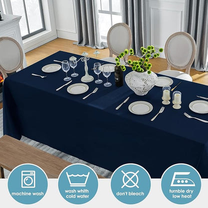 VidaFete Tablecloth 10 Pack 90 * 132inch Rectangle Table Cloth Polyester, Stain Wrinkle Resistant Rectangular Polyester Table Cover for Kitchen Dinning Party Wedding Buffet Decoration(Navy Blue)