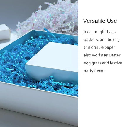 2 LB Blue Crinkle Cut Paper Shred Filler for Gift Baskets Easter Egg Grass Party Favors Stuffing
